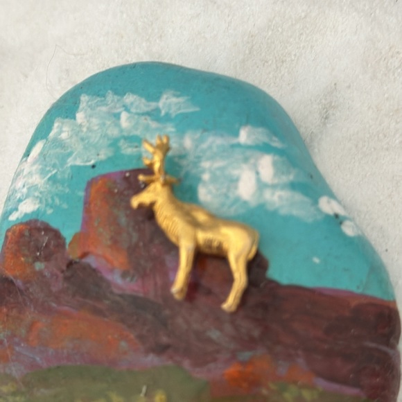 Brass Elk Statue 1” - Picture 3 of 3